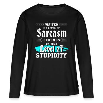 Serveur, Restaurant, Nourriture, Fête - T-shirt manches longues Premium bio Femme - noir - Devant - Julia (174cm)