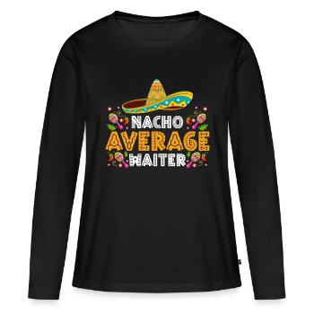 Serveuse Restaurant Soirée - T-shirt manches longues Premium bio Femme - noir - Devant - Julia (174cm)