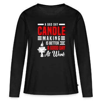 Bougie Chaleur Amour - T-shirt manches longues Premium bio Femme - noir - Devant - Julia (174cm)