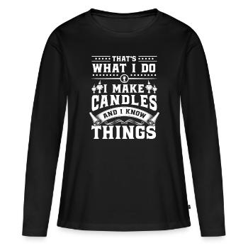 Bougie Cire Figure Hiver - T-shirt manches longues Premium bio Femme - noir - Devant - Julia (174cm)