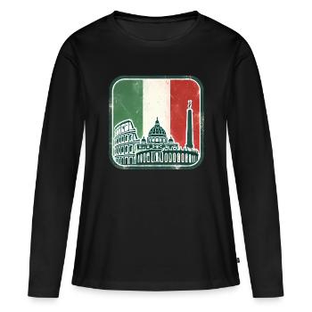 Italian Flag Landmarks Silhouette - Women's Premium Organic Long Sleeve Shirt - black - Front - Julia (174cm)