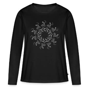 Mia Nom Nom Mandala - T-shirt manches longues Premium bio Femme - noir - Devant - Julia (174cm)