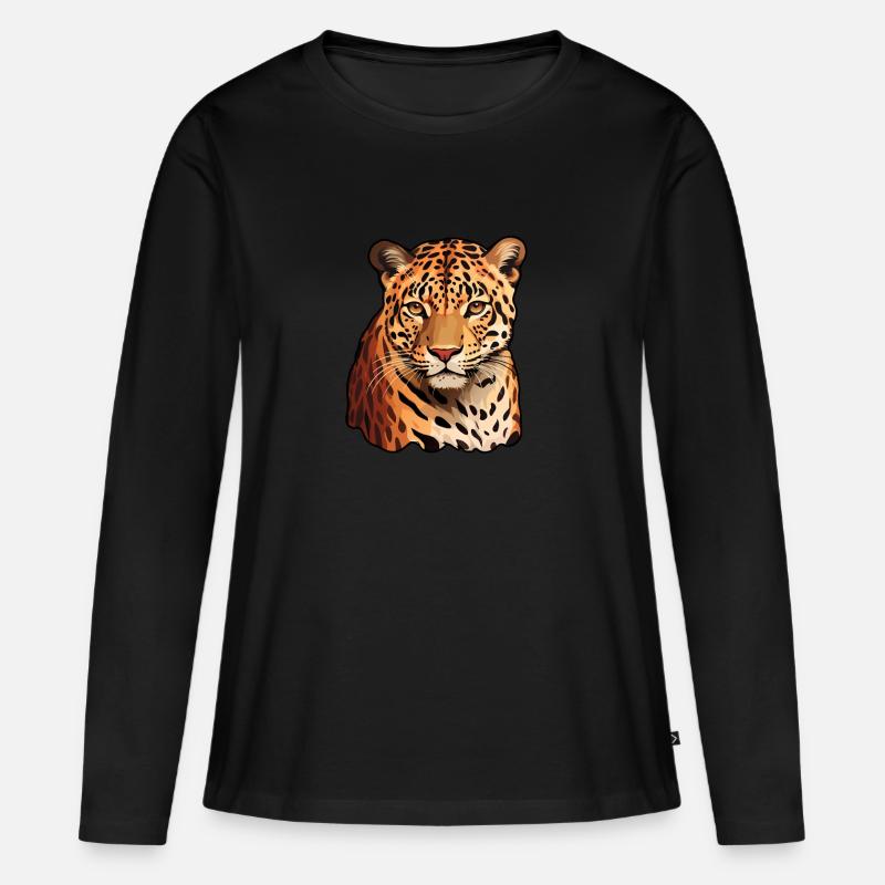 Leopard - Frauen Premium Bio Langarmshirt - Schwarz