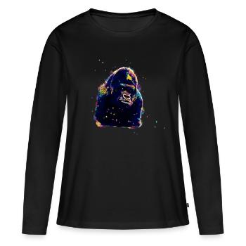 Chimpanzé - T-shirt manches longues Premium bio Femme - noir - Devant - Julia (174cm)