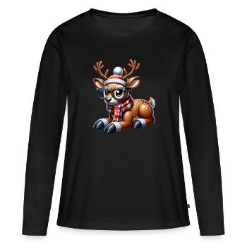 Reindeer Christmas - Frauen Premium Bio Langarmshirt - Schwarz - Vorne - Julia (174cm)