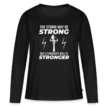 Le monteur de lignes Strong Storm alimentera le héros du réseau - T-shirt manches longues Premium bio Femme - noir - Devant - Julia (174cm)