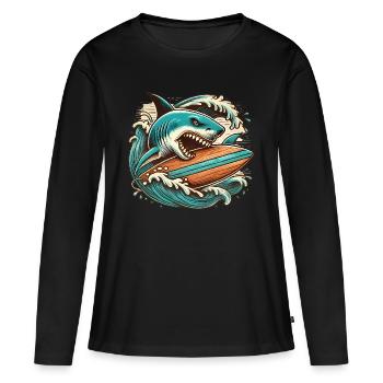 Fierce Shark Surfing Adventure - Women's Premium Organic Long Sleeve Shirt - black - Front - Julia (174cm)