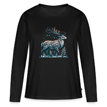 Rentier Winter Schnee Winterurlaub - Frauen Premium Bio Langarmshirt - Schwarz - Vorne - Julia (174cm)
