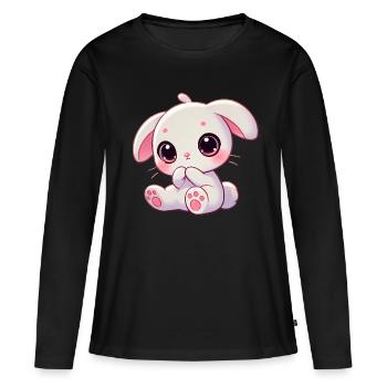 Adorable Bunny Nibbling Graphic - Women's Premium Organic Long Sleeve Shirt - black - Front - Julia (174cm)