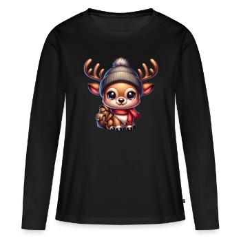 École Renne Écolier Écolier Temps Scolaire Noël - T-shirt manches longues Premium bio Femme - noir - Devant - Julia (174cm)