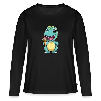 Dino mange de la glace - T-shirt manches longues Premium bio Femme - noir - Devant - Julia (174cm)