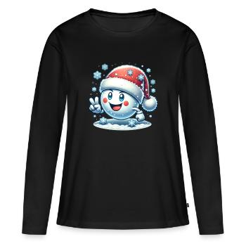 Weihnachts Schneeball Schneeflocken Weihnachten - Frauen Premium Bio Langarmshirt - Schwarz - Vorne - Julia (174cm)