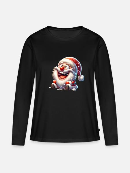 Weihnachtsmann Schneefall Lustig Comic - Frauen Premium Bio Langarmshirt - Schwarz