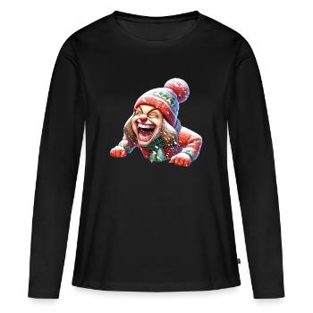 neige boule de neige bataille Noël bande dessinée drôle - T-shirt manches longues Premium bio Femme - noir - Devant - Julia (174cm)
