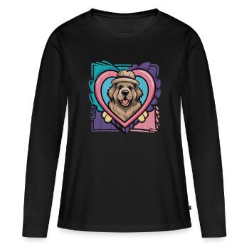 Neufundländer Hund mit großem Herzen - Frauen Premium Bio Langarmshirt - Schwarz - Vorne - Julia (174cm)