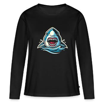 Morsure de requin féroce illustrationMorsure de requin féroce I - T-shirt manches longues Premium bio Femme - noir - Devant - Julia (174cm)