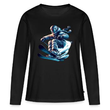 Skifahren Freestyle Skiurlaub - Frauen Premium Bio Langarmshirt - Schwarz - Vorne - Julia (174cm)