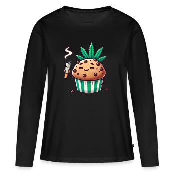 Chill Muffin with Leaf Joint - Women's Premium Organic Long Sleeve Shirt - black - Front - Julia (174cm)
