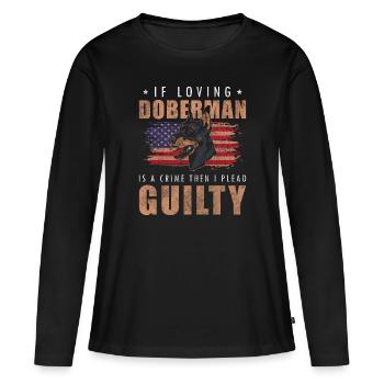 Doberman Propriétaire de chien École de chien d’assistance - T-shirt manches longues Premium bio Femme - noir - Devant - Julia (174cm)