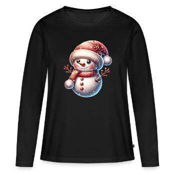 Wundervoller Schneemann Schneebälle Licht Xmas - Frauen Premium Bio Langarmshirt - Schwarz - Vorne - Julia (174cm)