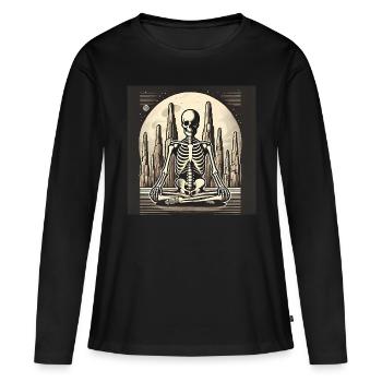 Illustration de squelette dans la solitude - T-shirt manches longues Premium bio Femme - noir - Devant - Julia (174cm)