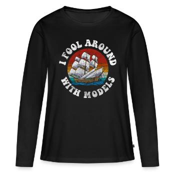 Maquette de voilier Marins Shipping - T-shirt manches longues Premium bio Femme - noir - Devant - Julia (174cm)