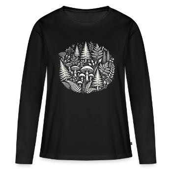 Illustration complexe de la nature de la forêt - T-shirt manches longues Premium bio Femme - noir - Devant - Julia (174cm)