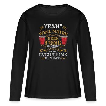 Beer Pong Jeu à boire Liqueur à boire - T-shirt manches longues Premium bio Femme - noir - Devant - Julia (174cm)