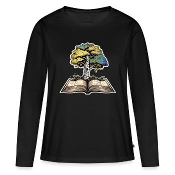 Lire - T-shirt manches longues Premium bio Femme - noir - Devant - Julia (174cm)
