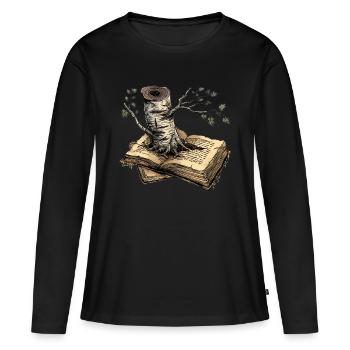 Lire - T-shirt manches longues Premium bio Femme - noir - Devant - Julia (174cm)