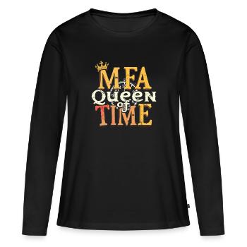 Medizinische Praxis Fachangestellte MFA Time Queen - Frauen Premium Bio Langarmshirt - Schwarz - Vorne - Julia (174cm)