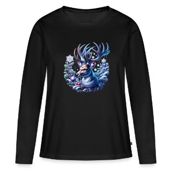 Cerf d’hiver Hiver - T-shirt manches longues Premium bio Femme - noir - Devant - Julia (174cm)