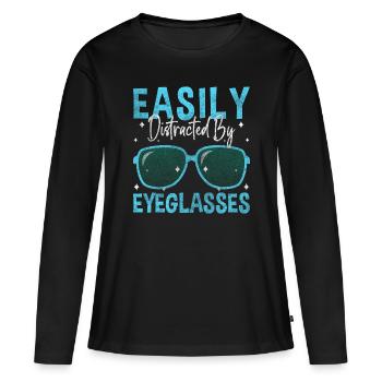 Aide visuelle, Ophtalmologiste, Optométrie - T-shirt manches longues Premium bio Femme - noir - Devant - Julia (174cm)