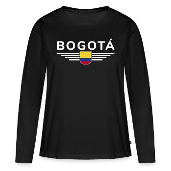 Bogotá Design – La Cité des Andes - T-shirt manches longues Premium bio Femme - noir - Devant - Julia (174cm)