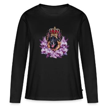 Berger Belge avec Couronne, Lilas - T-shirt manches longues Premium bio Femme - noir - Devant - Julia (174cm)