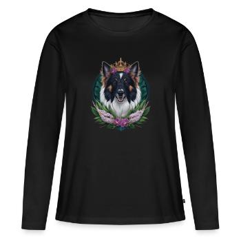 Berger Belge avec Couronne, Lilas - T-shirt manches longues Premium bio Femme - noir - Devant - Julia (174cm)