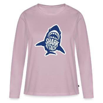 Requin Attaque de requin Amoureux de la mer - T-shirt manches longues Premium bio Femme - rose poudré - Devant - Julia (174cm)
