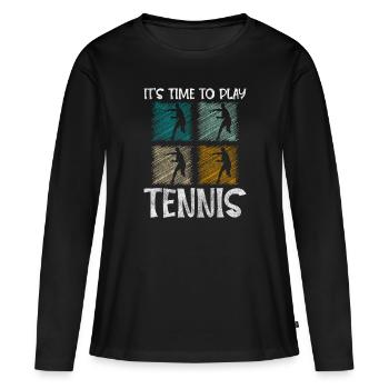 Tennis Hobby Winner Serve - T-shirt manches longues Premium bio Femme - noir - Devant - Julia (174cm)