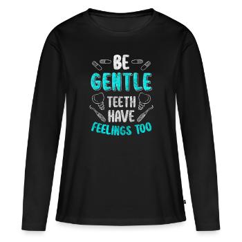 Dents Mâchoire de foret - T-shirt manches longues Premium bio Femme - noir - Devant - Julia (174cm)