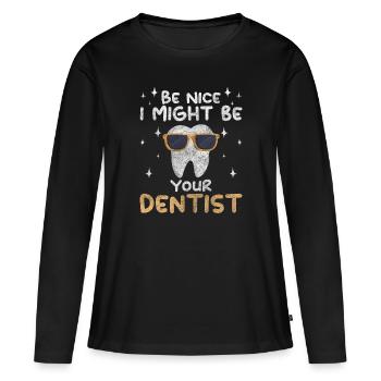 Médecin Médecine de la douleur Mâchoire - T-shirt manches longues Premium bio Femme - noir - Devant - Julia (174cm)