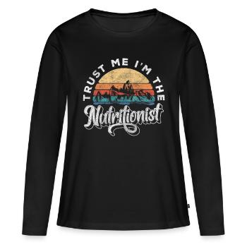 Nutritionniste Santé - T-shirt manches longues Premium bio Femme - noir - Devant - Julia (174cm)