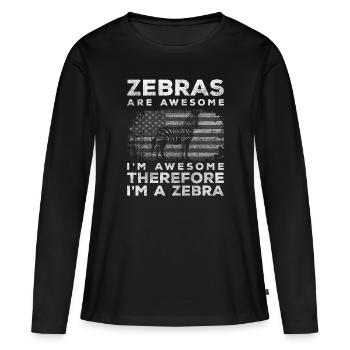 Zèbres animaux steppe Kenya - T-shirt manches longues Premium bio Femme - noir - Devant - Julia (174cm)