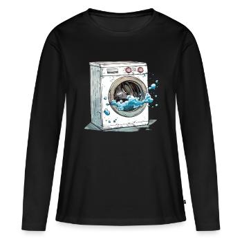 Machine à laver - T-shirt manches longues Premium bio Femme - noir - Devant - Julia (174cm)