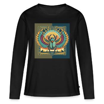 KHEPRI Dieu du Soleil Levant - T-shirt manches longues Premium bio Femme - noir - Devant - Julia (174cm)