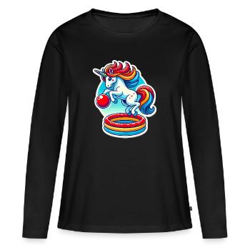 Licorne colorée Piscine Rebond Fun - T-shirt manches longues Premium bio Femme - noir - Devant - Julia (174cm)