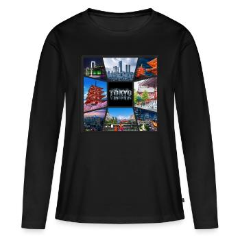 Tokyo, Japon, Asie, Collage, Horizon, Ville, Métropole - T-shirt manches longues Premium bio Femme - noir - Devant - Julia (174cm)