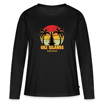 Îles Gili - T-shirt manches longues Premium bio Femme - noir - Devant - Julia (174cm)