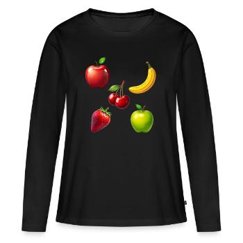 Fruit - T-shirt manches longues Premium bio Femme - noir - Devant - Julia (174cm)