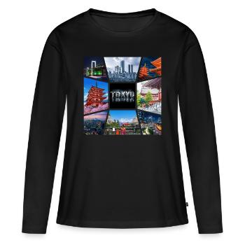 Tokyo, Japon, Asie, Collage, Horizon, Ville, Métropole - T-shirt manches longues Premium bio Femme - noir - Devant - Julia (174cm)