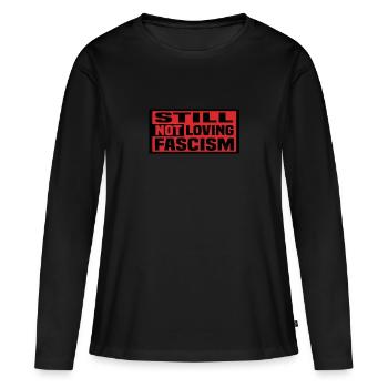 Je n’aime toujours pas le fascisme - T-shirt manches longues Premium bio Femme - noir - Devant - Julia (174cm)